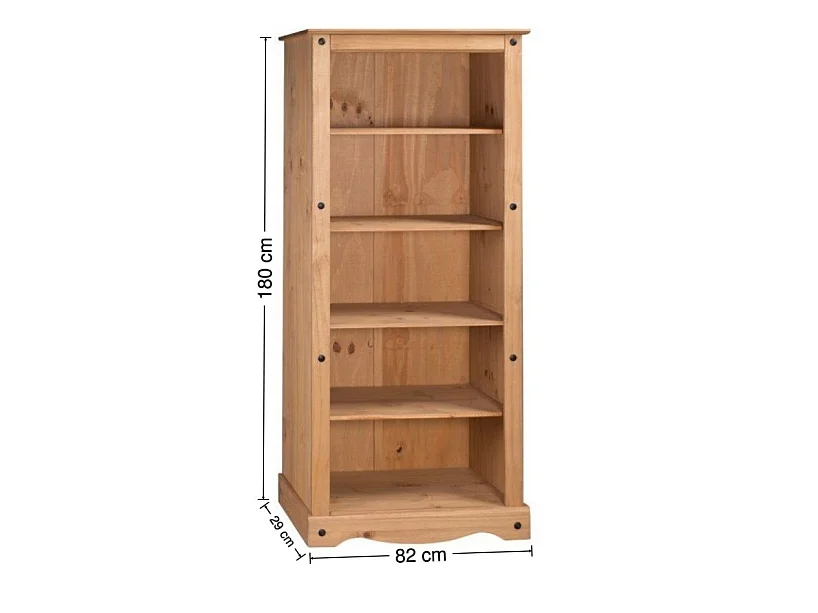 Mercers Furniture Corona Large Bookcase Tall Display Unit Solid Wood Pine Wooden with Mexican Styling