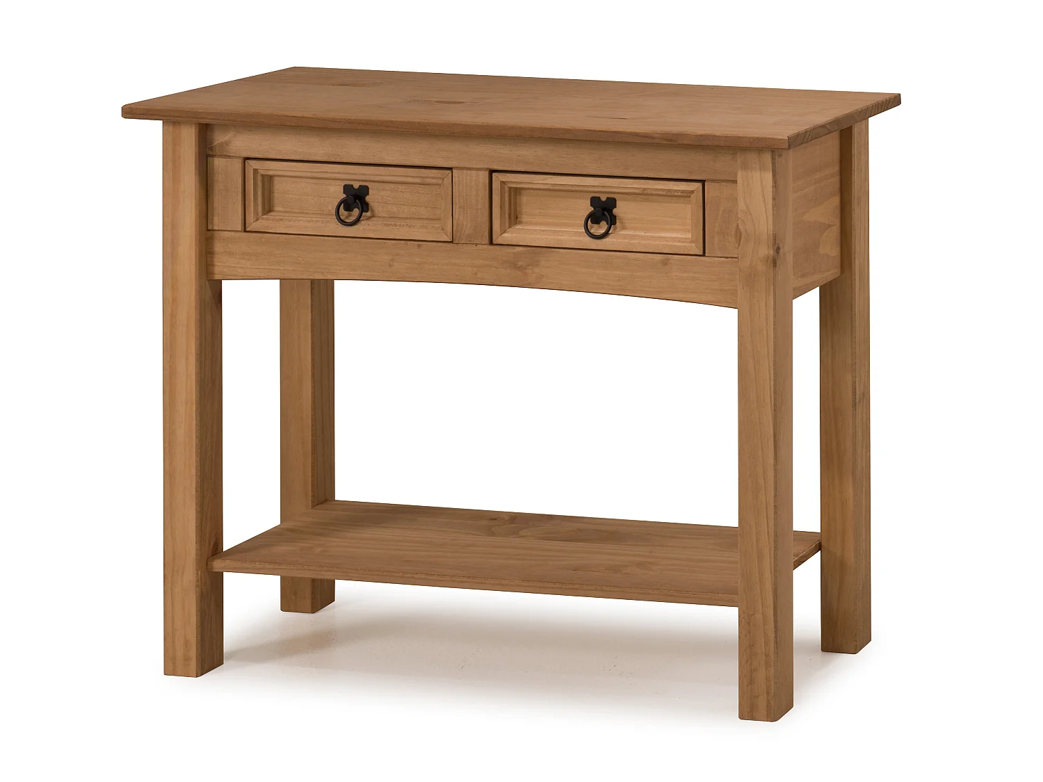 Mercers Furniture Corona 2 Drawer Console Table 1 Shelf Hallway Stand Side Unit Solid Wood Mexican Pine Wooden