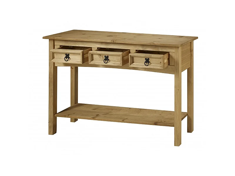 Mercers Furniture Corona 3 Drawer Console Table Hallway Stand Side Unit Solid Wood Pine Wooden with Mexican Styling