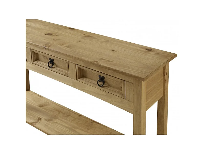Mercers Furniture Corona 3 Drawer Console Table Hallway Stand Side Unit Solid Wood Pine Wooden with Mexican Styling