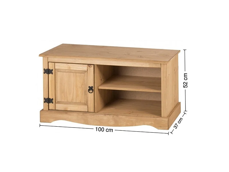 Mercers Furniture Corona 1 Door Media Unit 1 Shelf TV Stand Cabinet Solid Pine with Mexican Styling