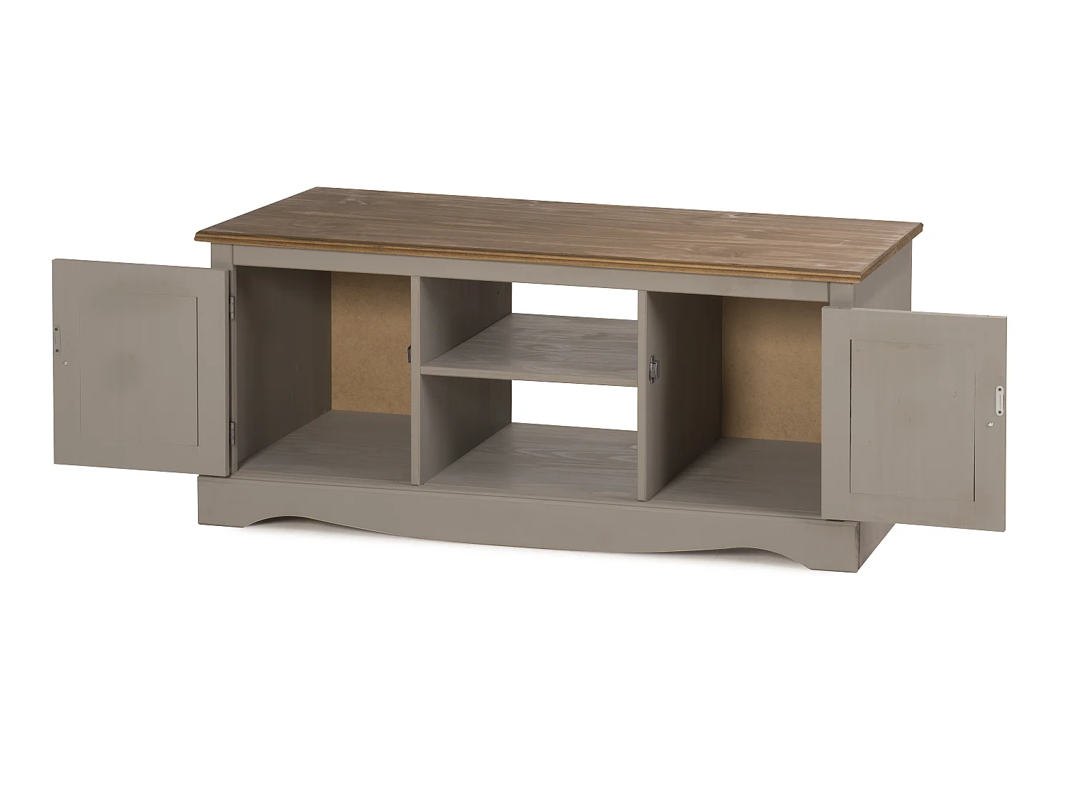 Mercers Furniture Corona Grey Wax 2 Door TV Cabinet Media Unit 1 Shelf  Television Stand Solid Wood Pine Wooden with Mexican Styling