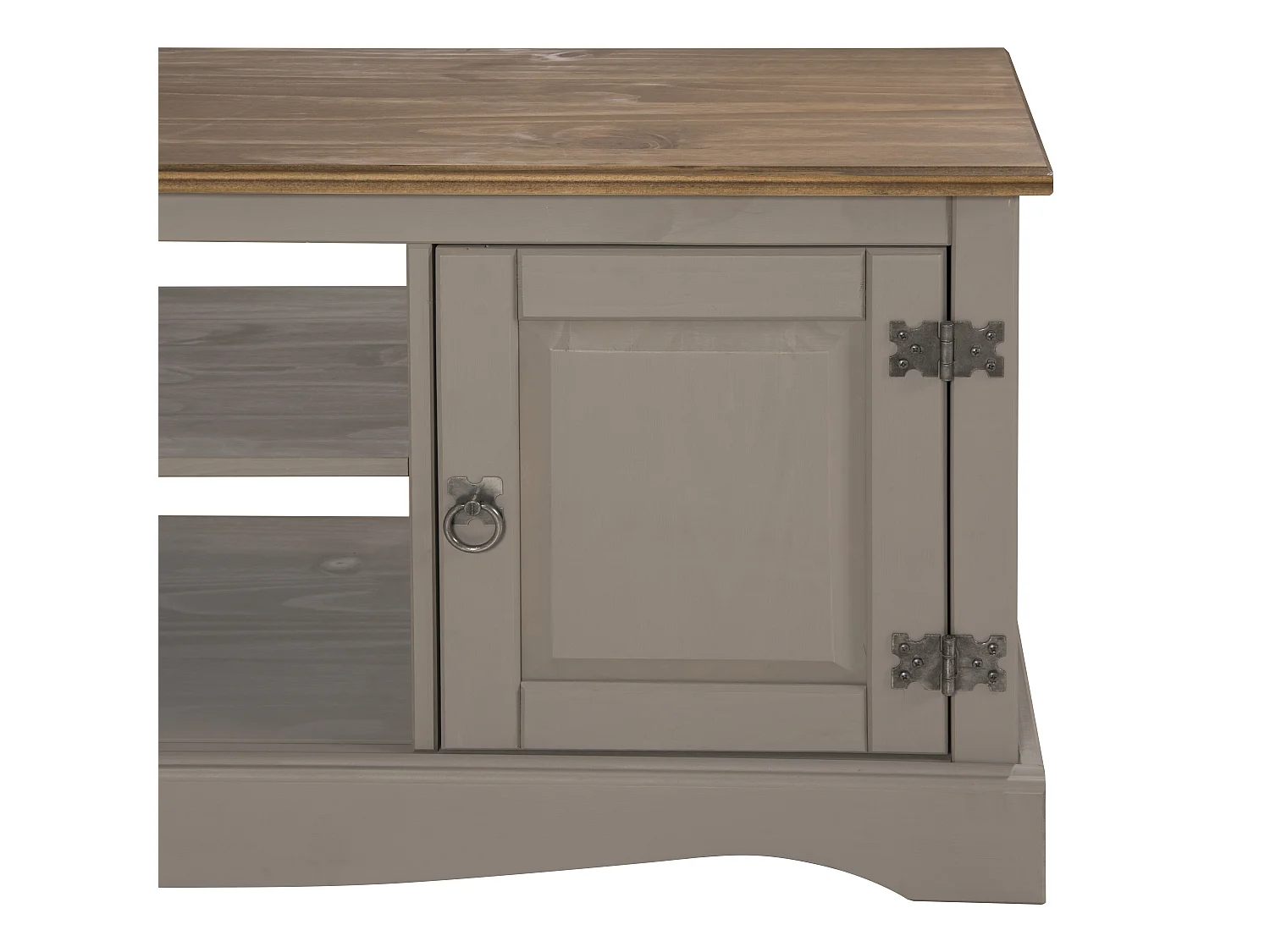 Mercers Furniture Corona Grey Wax 2 Door TV Cabinet Media Unit 1 Shelf  Television Stand Solid Wood Pine Wooden with Mexican Styling