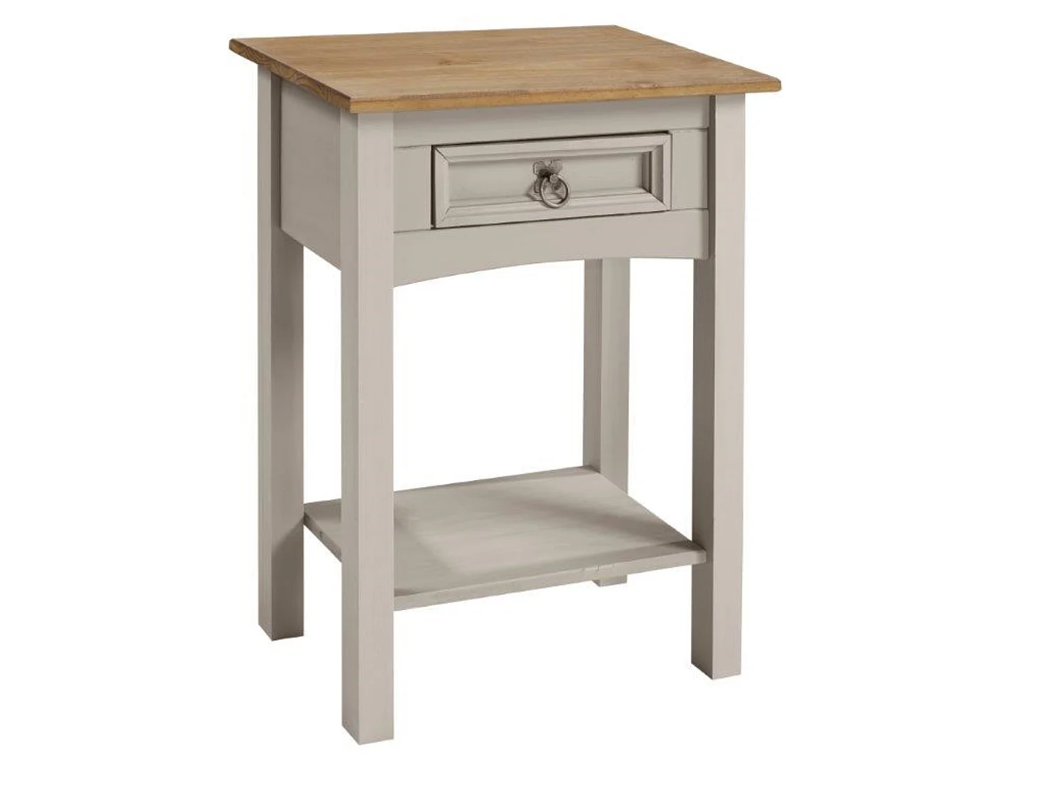 Mercers Furniture Corona Grey Wax 1 Drawer Console Table 1 Shelf Hallway Solid Wood Pine Wooden with Mexican Styling