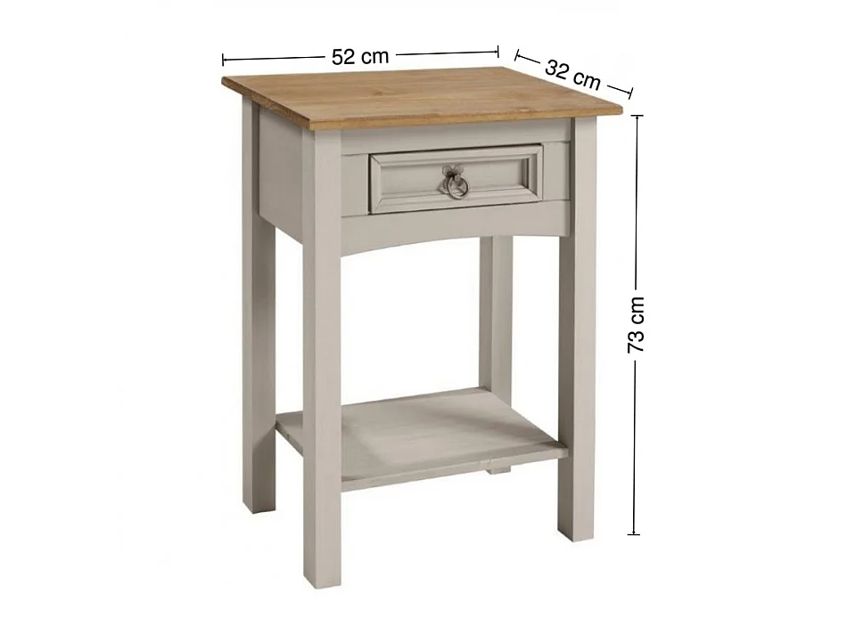 Mercers Furniture Corona Grey Wax 1 Drawer Console Table 1 Shelf Hallway Solid Wood Pine Wooden with Mexican Styling