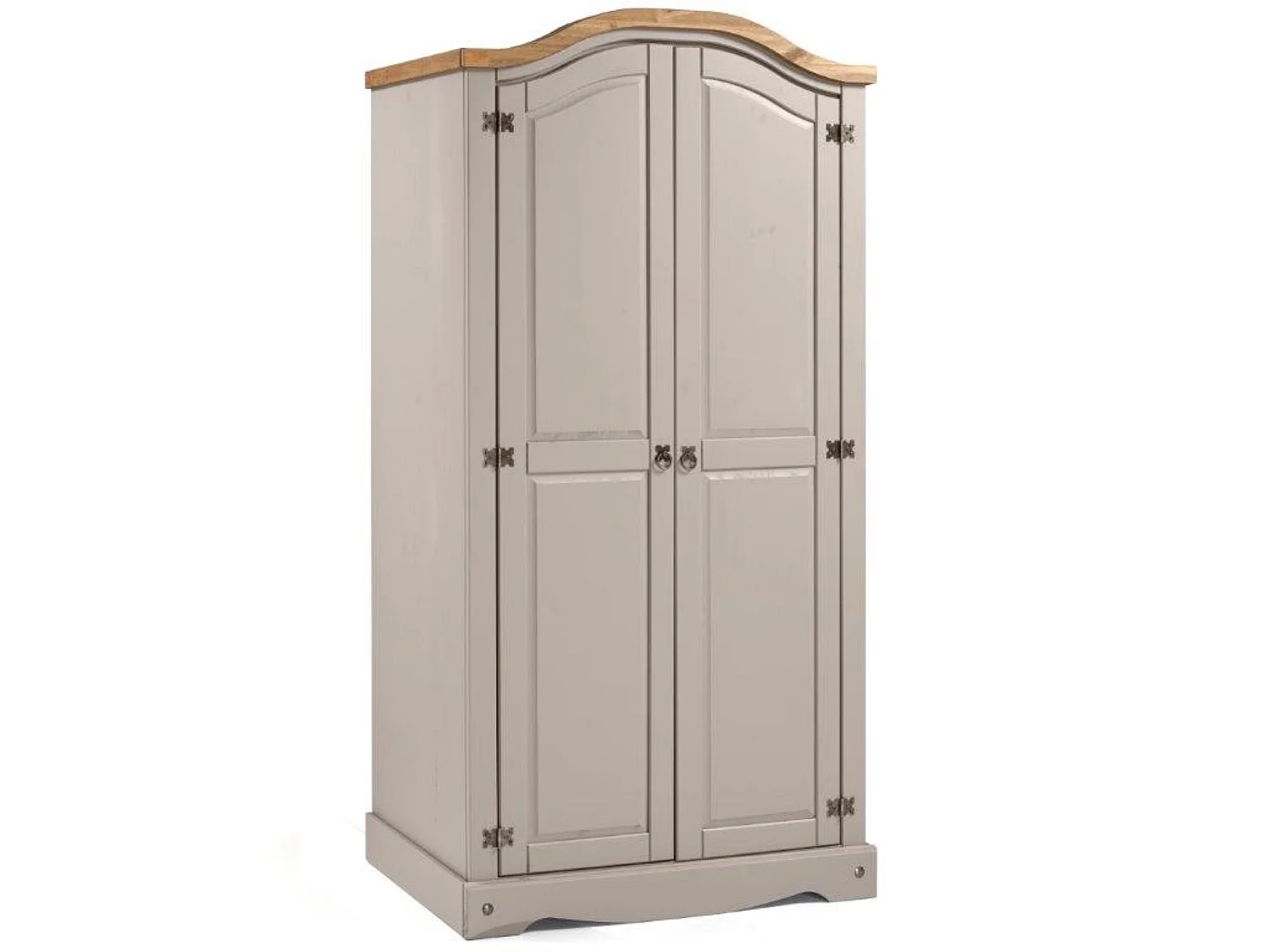Mercers Furniture Corona Grey Wax 2 Door Arch Top Wardrobe Double Robe Solid Wood Pine Wooden Bedroom with Mexican Styling