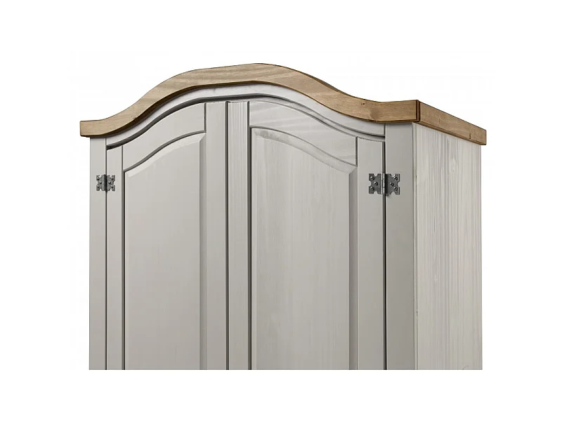 Mercers Furniture Corona Grey Wax 2 Door Arch Top Wardrobe Double Robe Solid Wood Pine Wooden Bedroom with Mexican Styling