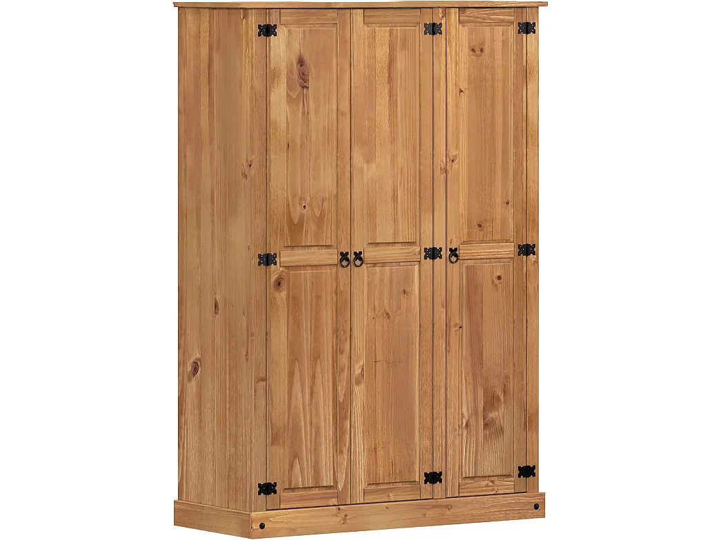 Mercers Furniture Corona Budget 3 Door Wardrobe Flat Top Triple Robe Solid Wood Pine Wooden with Mexican Styling