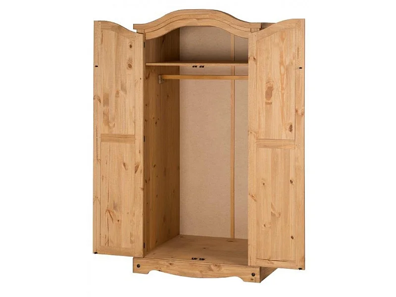 Mercers Furniture Corona 2 Door Arch Top Wardrobe Double Robe Solid Wood Pine Wooden Bedroom with Mexican Styling