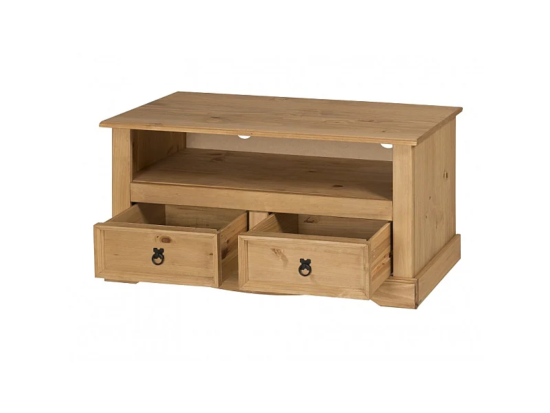 Mercers Furniture Corona Flat Screen 2 Drawer Wide TV Unit Solid Wood Pine Wooden Living Room with Mexican Styling