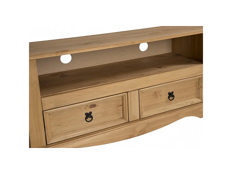 Mercers Furniture Corona Flat Screen 2 Drawer Wide TV Unit Solid Wood Pine Wooden Living Room with Mexican Styling