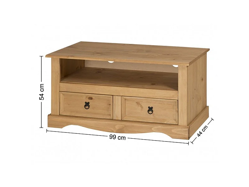 Mercers Furniture Corona Flat Screen 2 Drawer Wide TV Unit Solid Wood Pine Wooden Living Room with Mexican Styling
