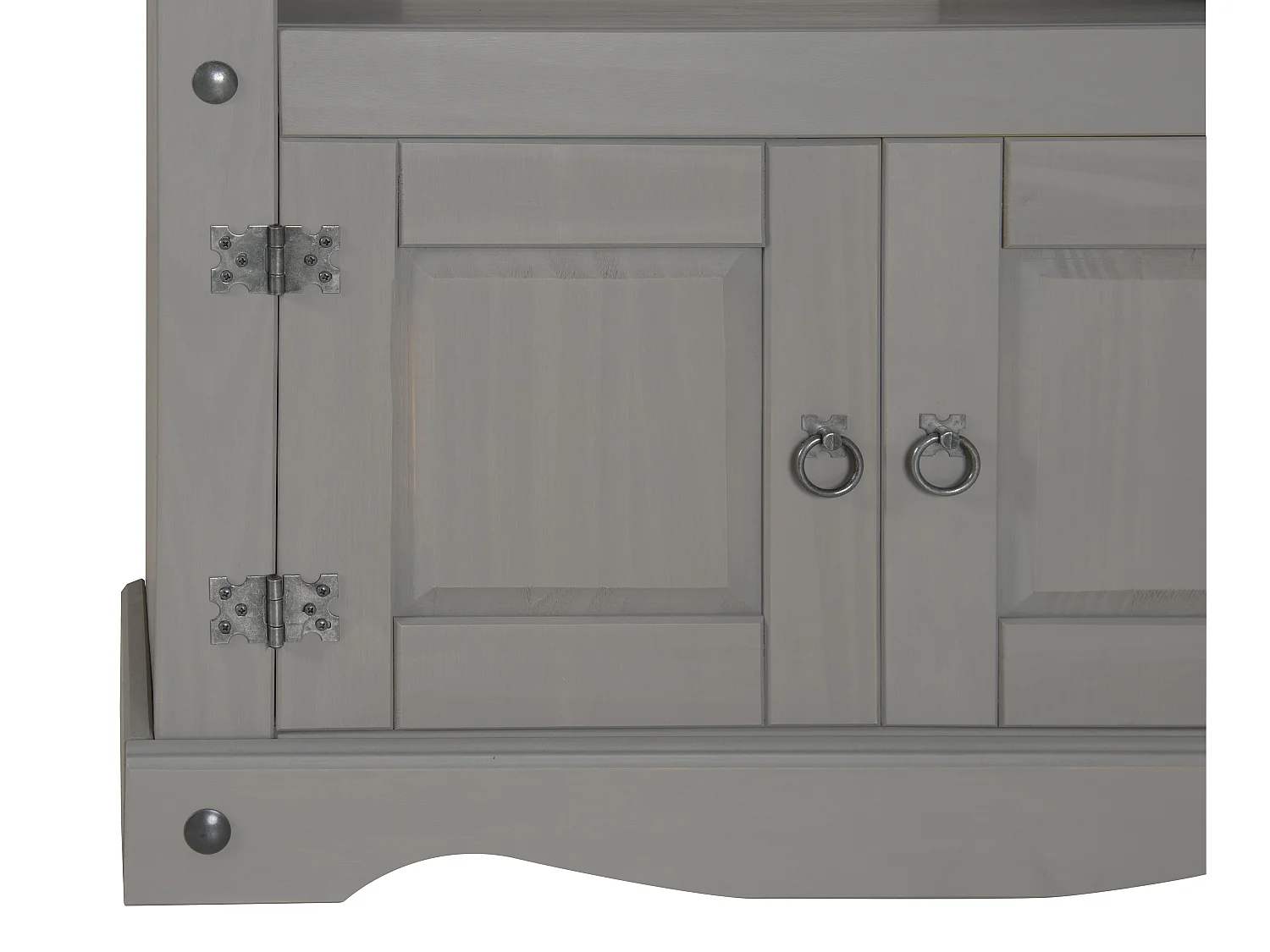 Mercers Furniture Corona Grey Wax Corner TV Unit 2 Door 1 Shelf Cabinet Stand Solid Wood Mexican Pine Wooden