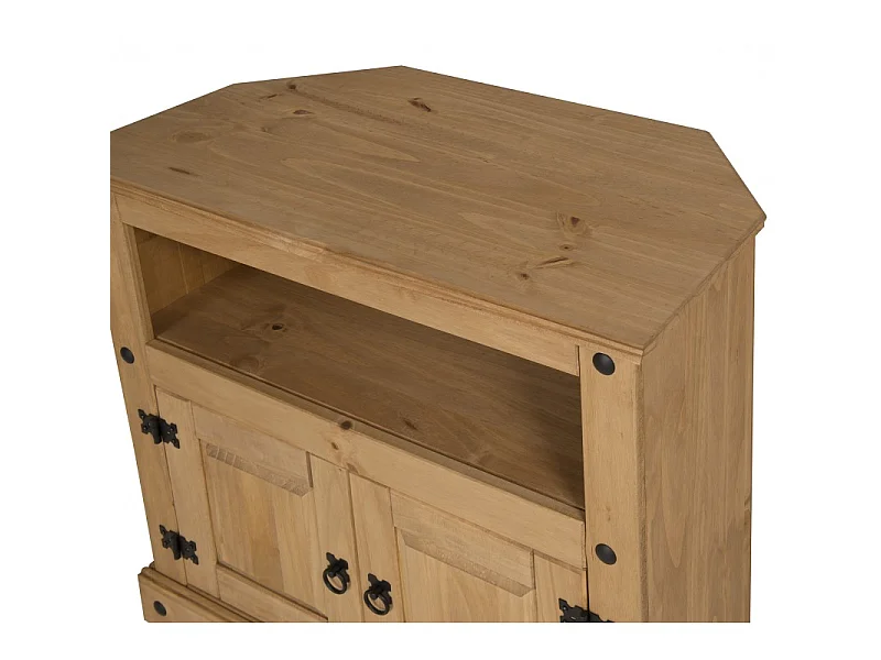 Mercers Furniture Corona Corner TV Unit 2 Door Cabinet Media Stand Solid Wood Pine with Mexican Styling Wooden