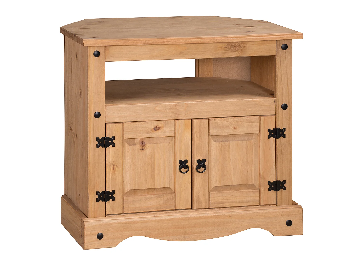 Mercers Furniture Corona Corner TV Unit 2 Door Cabinet Media Stand Solid Wood Pine with Mexican Styling Wooden