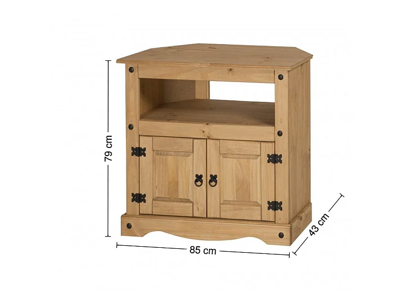 Mercers Furniture Corona Corner TV Unit 2 Door Cabinet Media Stand Solid Wood Pine with Mexican Styling Wooden