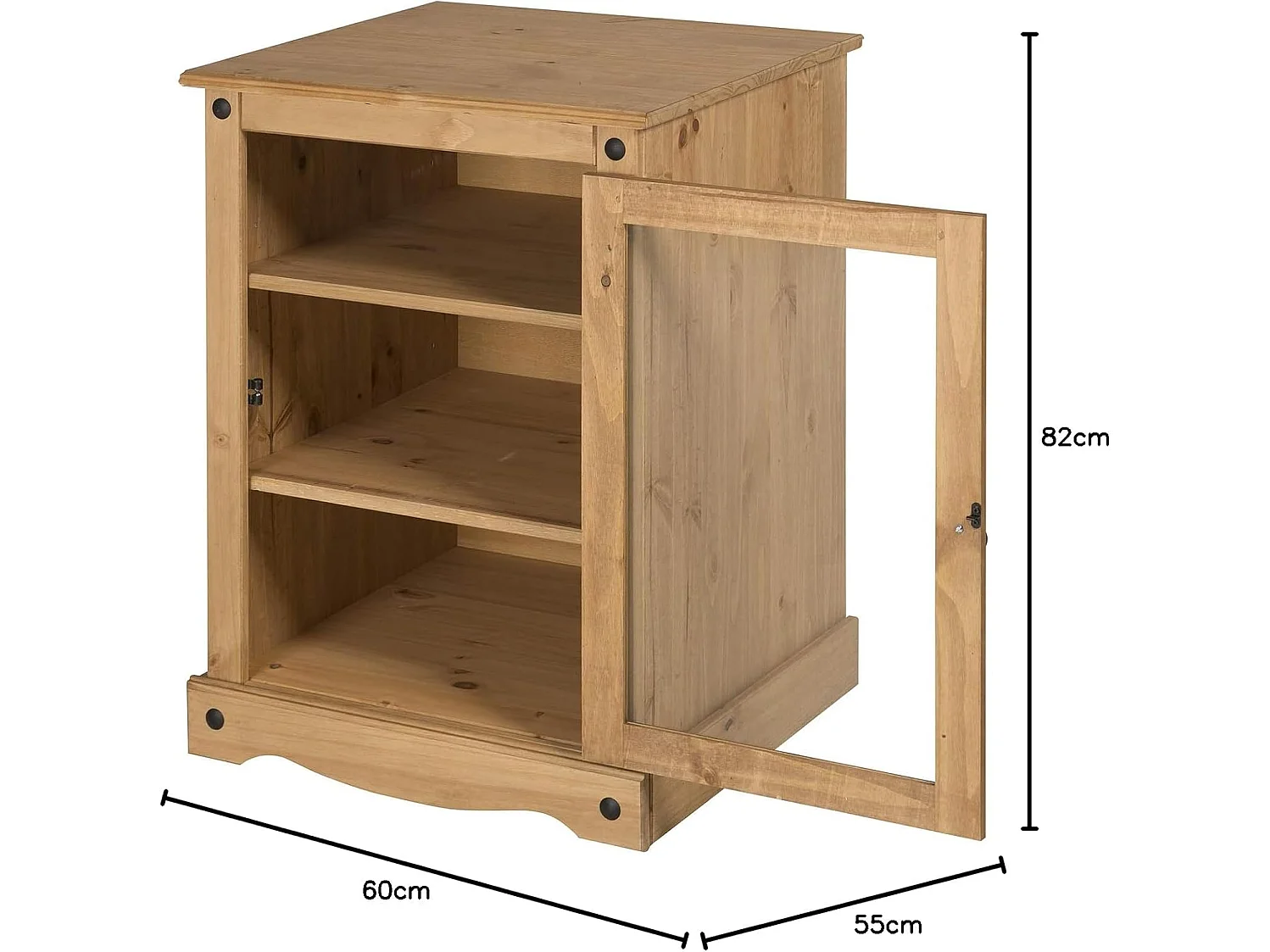 Mercers Furniture Corona Hi Fi Entertainment Unit 1 Door Glass Display Cabinet Solid Pine Mexican Wood Wooden Hifi Storage