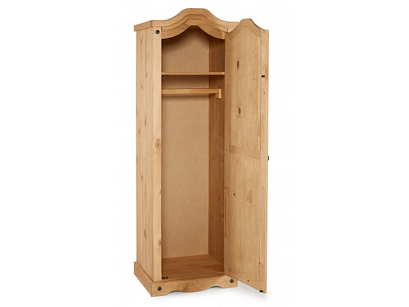 Mercers Furniture Corona 1 Door Wardrobe Arch Top Single Robe Solid Wood Pine Wooden Bedroom with Mexican Styling