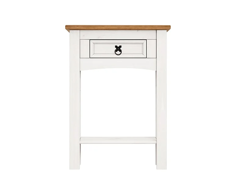 Mercers Furniture Corona White 1 Drawer Console Table 1 Shelf Hallway Side Unit Solid Wood Pine Wooden with Mexican Styling