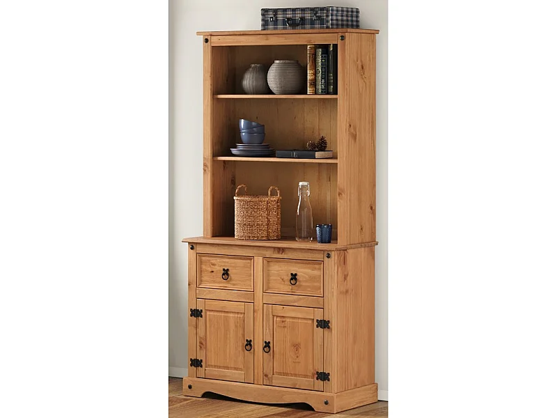 Mercers Furniture Corona 2 Door 2 Drawer Dresser Sideboard Open Kitchen Storage Solid Wood Pine Wooden with Mexican Styling