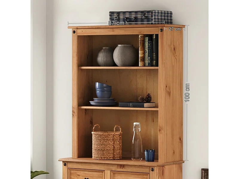 Mercers Furniture Corona 2 Door 2 Drawer Dresser Sideboard Open Kitchen Storage Solid Wood Pine Wooden with Mexican Styling