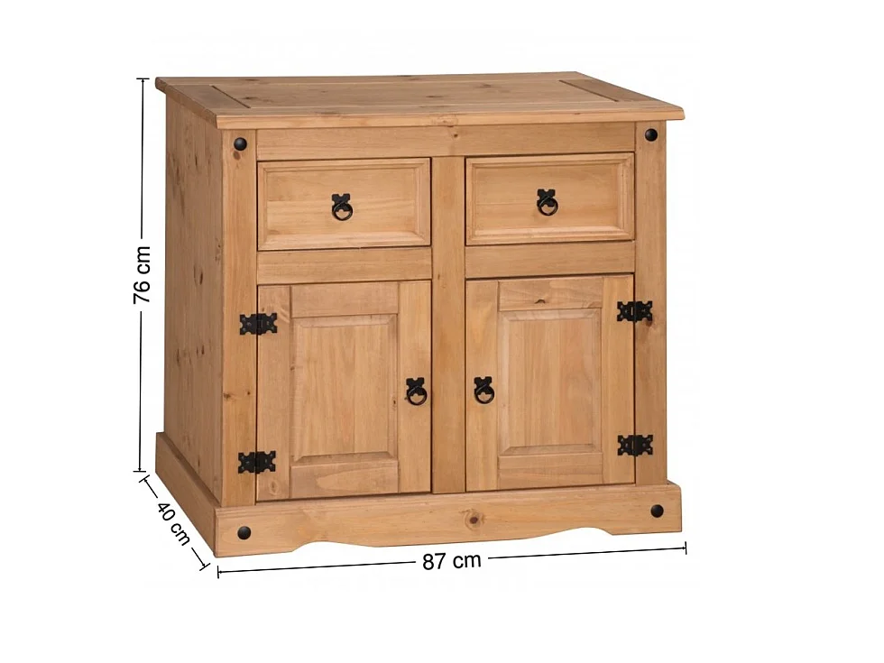 Mercers Furniture Corona 2 Door 2 Drawer Dresser Sideboard Open Kitchen Storage Solid Wood Pine Wooden with Mexican Styling