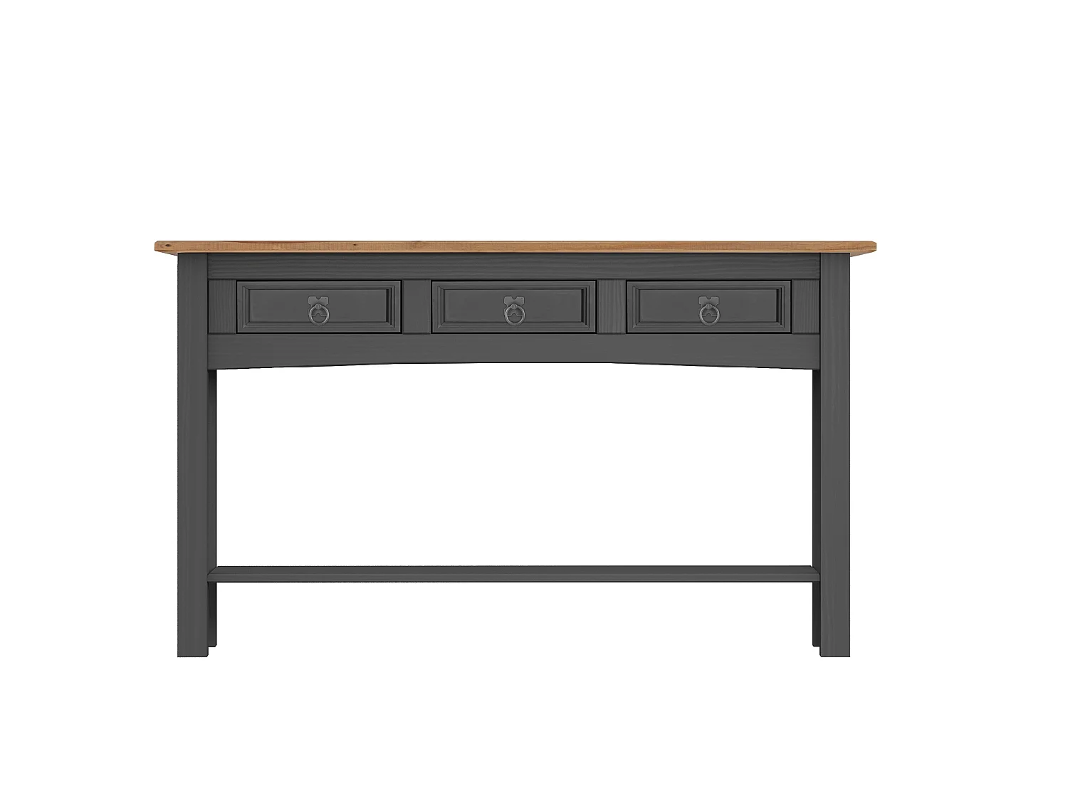 Mercers Furniture Corona Charcoal 3 Drawer Console Table Hallway Stand Solid Wood Mexican Pine Wooden Dark Grey