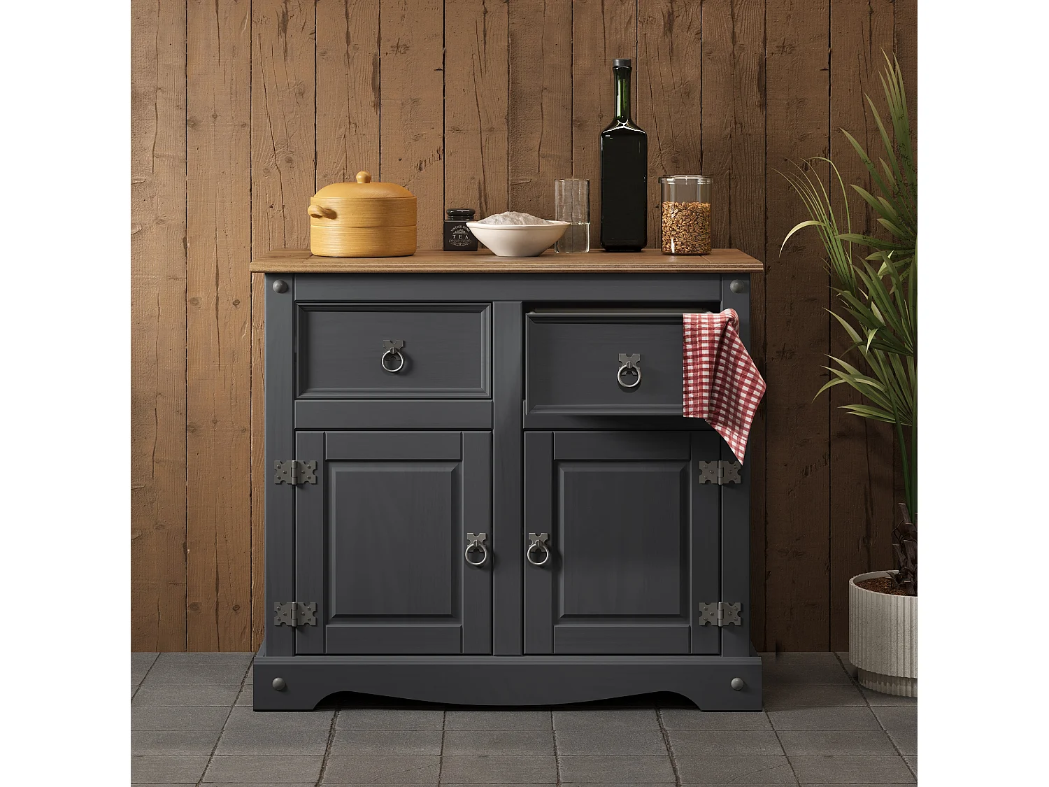 Mercers Furniture Corona Charcoal Grey 2 Door Dresser