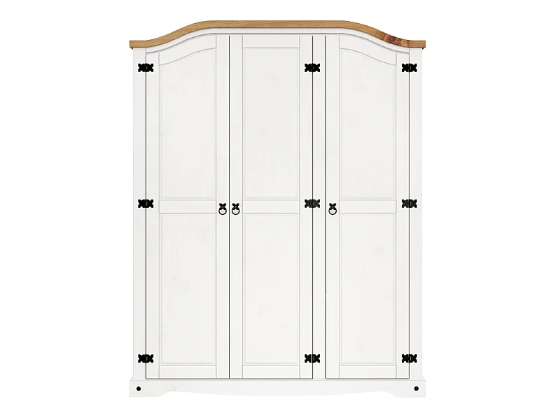 Mercers Furniture Corona White 3 Door Arch Top Wardrobe Triple Solid Wood Pine Wooden Bedroom with Mexican Styling Wooden