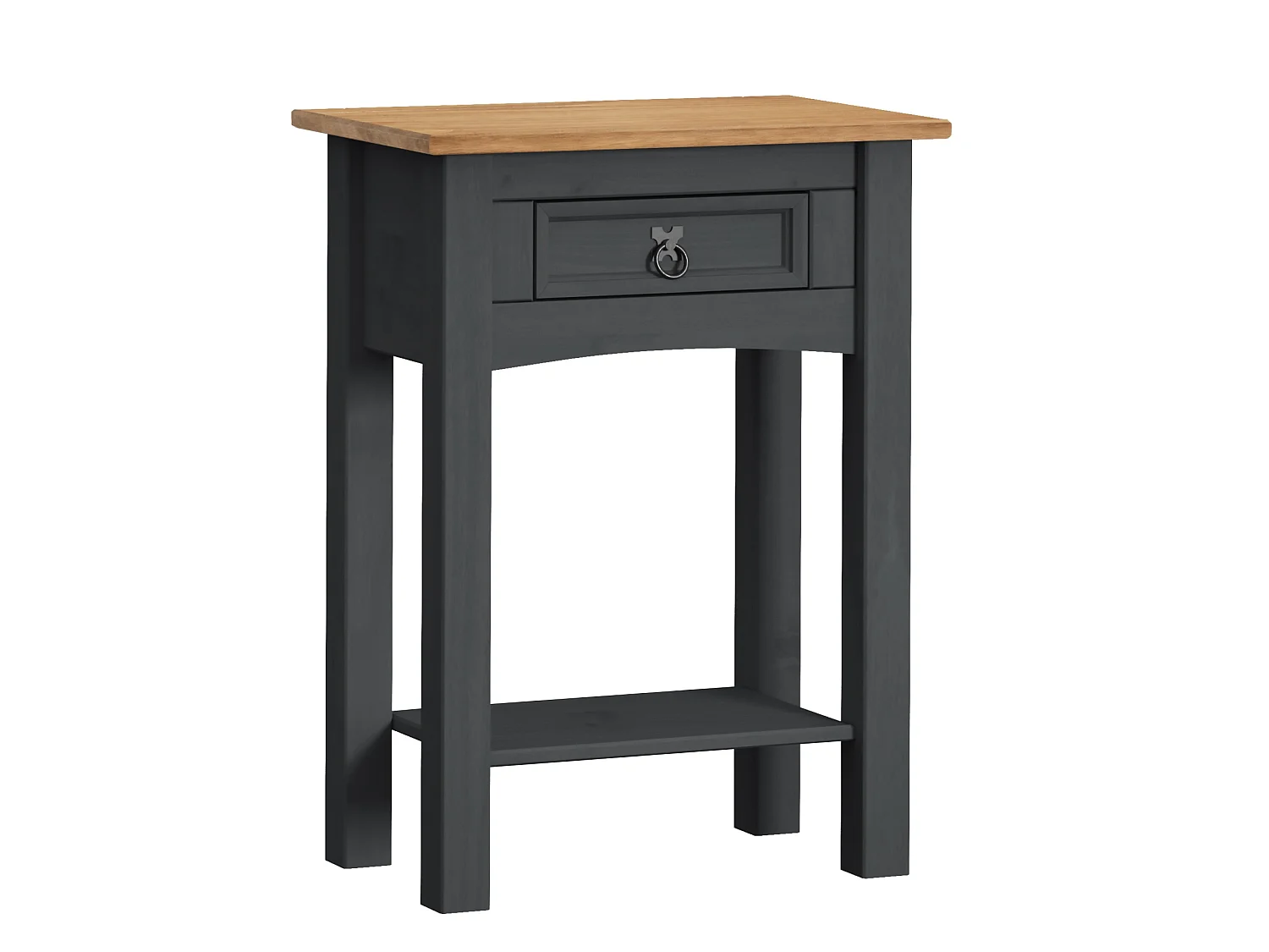 Mercers Furniture Corona Charcoal 1 Drawer Console Table Hallway Stand Solid Wood Mexican Pine Wooden Dark Grey