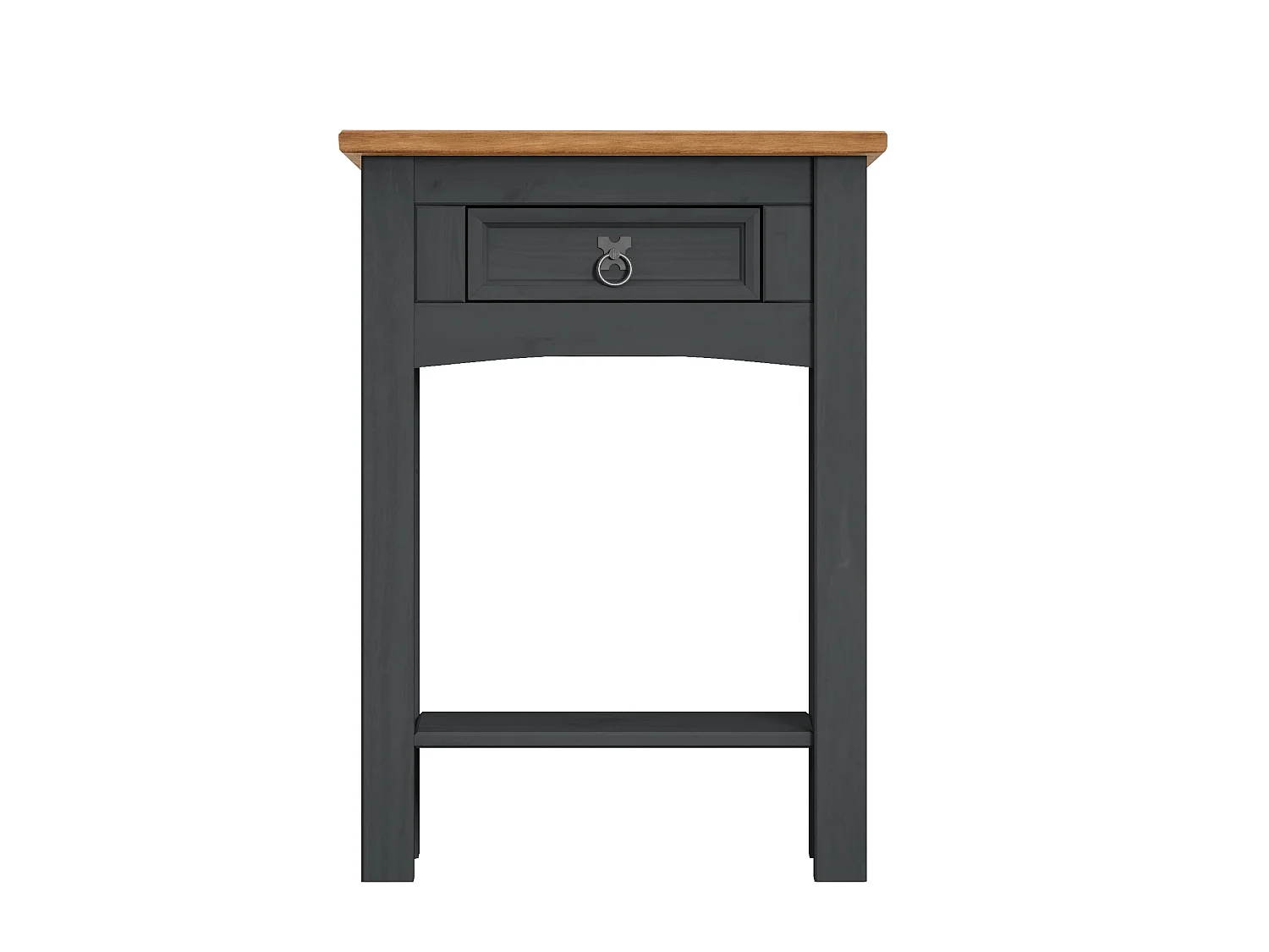 Mercers Furniture Corona Charcoal 1 Drawer Console Table Hallway Stand Solid Wood Mexican Pine Wooden Dark Grey