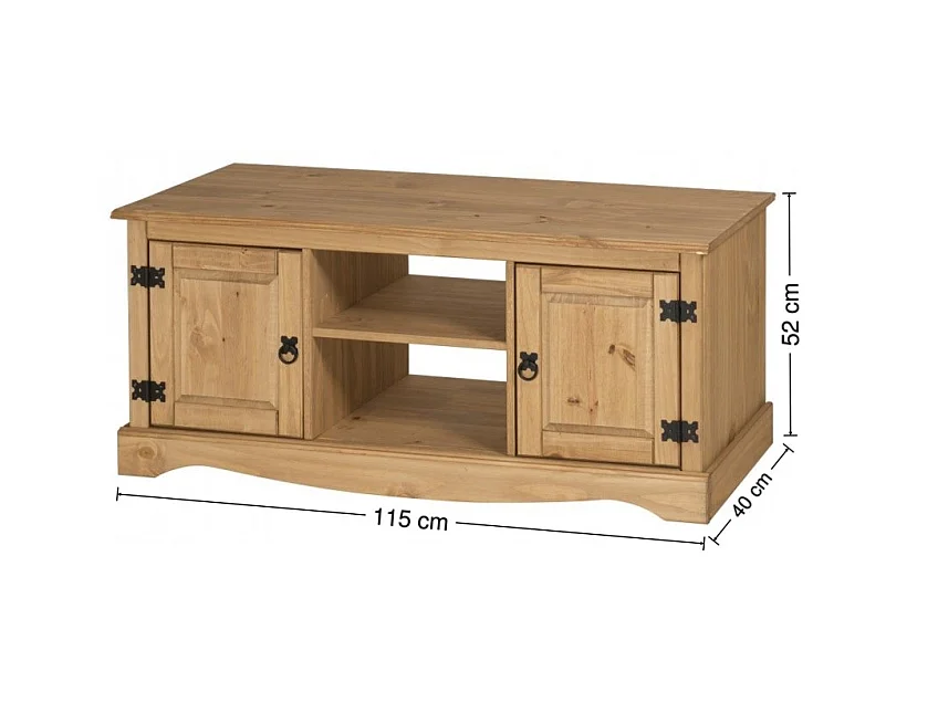 Mercers Furniture Corona 2 Door Flat Screen Media TV Unit Television Stand Solid Wood Pine with Mexican Styling Wooden