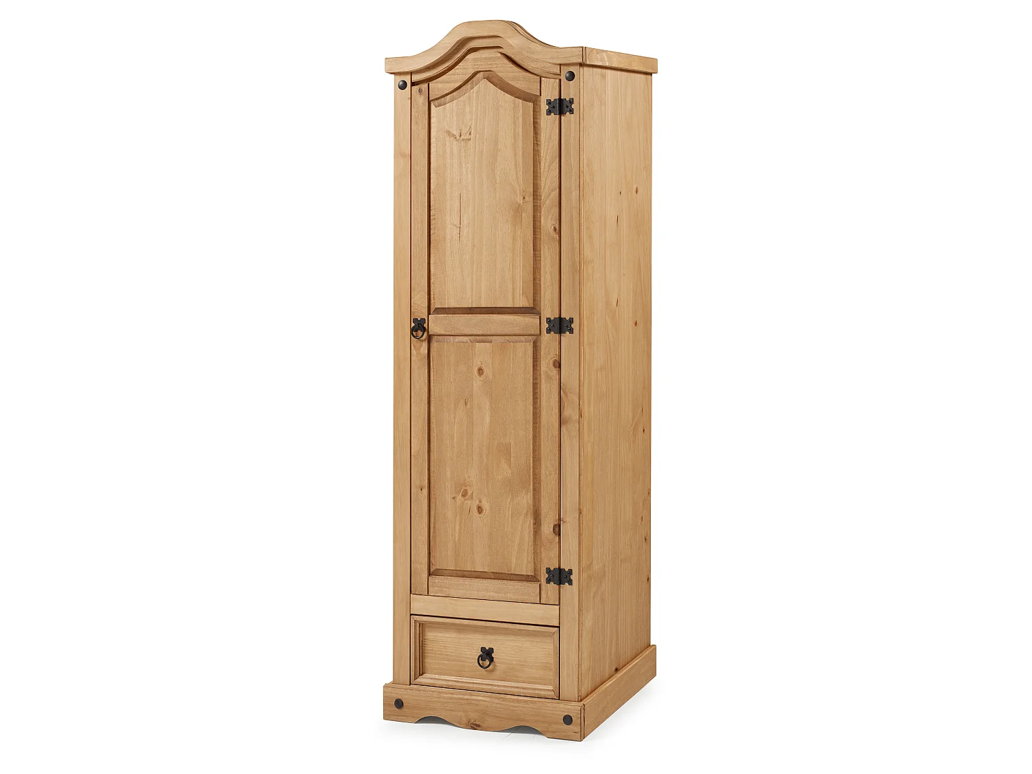 Mercers Furniture Corona 1 Door 1 Drawer Wardrobe Arch Top Single Robe Solid Wood Pine Wooden Bedroom with Mexican Styling
