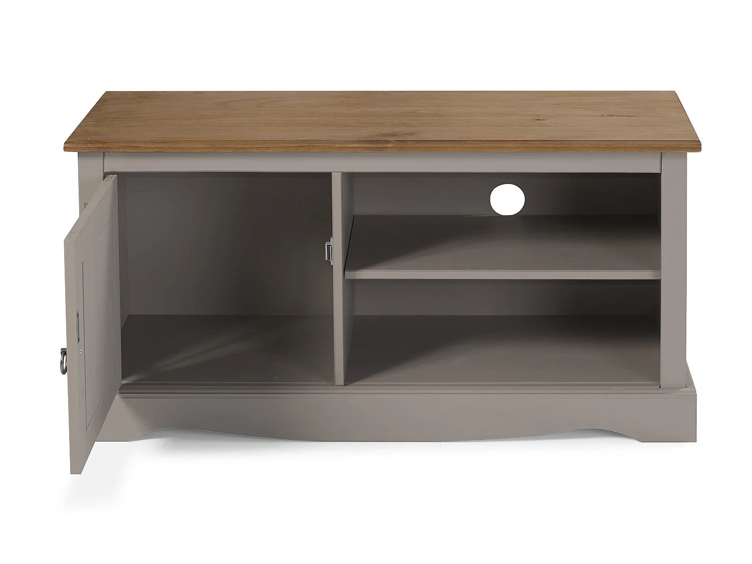 Mercers Furniture Corona Grey Wax 1 Door Media Unit 1 Shelf TV Cabinet Television Stand Solid Wood Pine Wooden with Mexican Styling