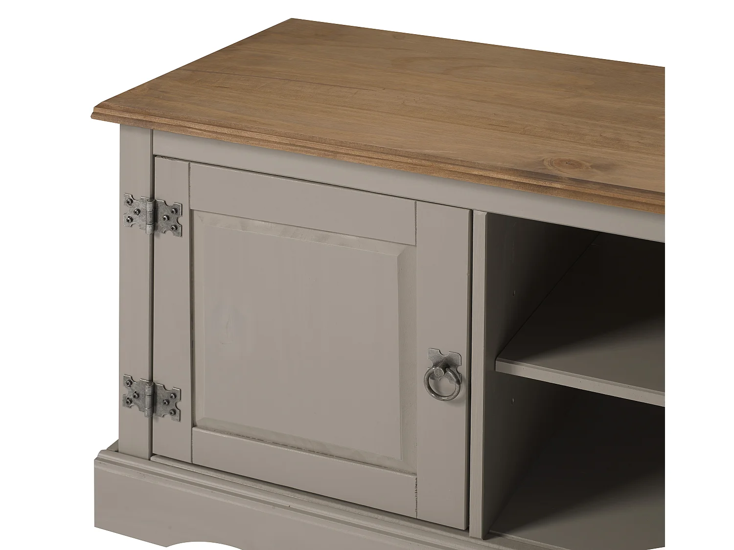 Mercers Furniture Corona Grey Wax 1 Door Media Unit 1 Shelf TV Cabinet Television Stand Solid Wood Pine Wooden with Mexican Styling