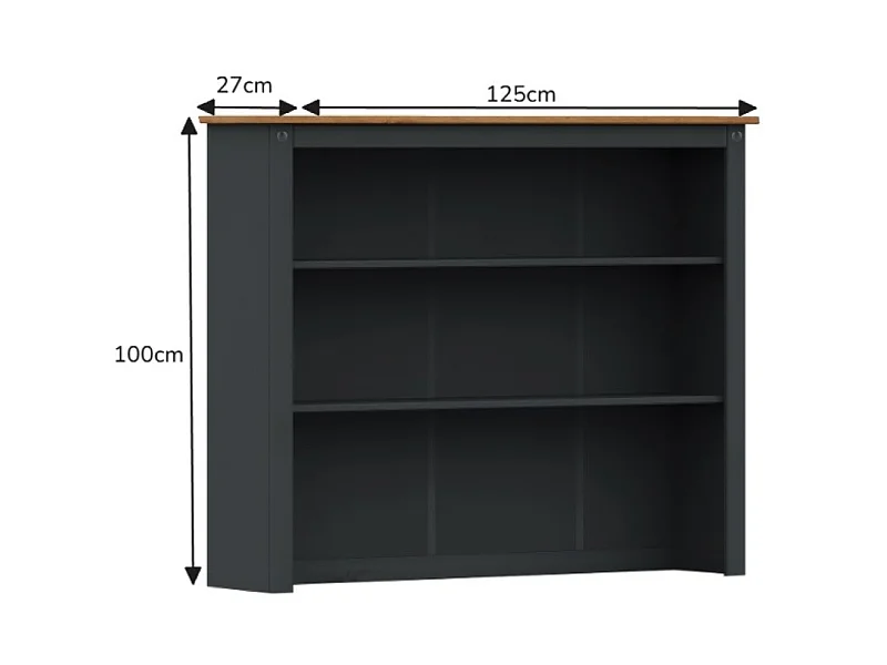 Mercers Furniture Corona Charcoal 3 Door Dresser Large Sideboard Display Cabinet Buffet Hutch Cupboard Shelving Solid Wood Mexican Pine Dark Grey