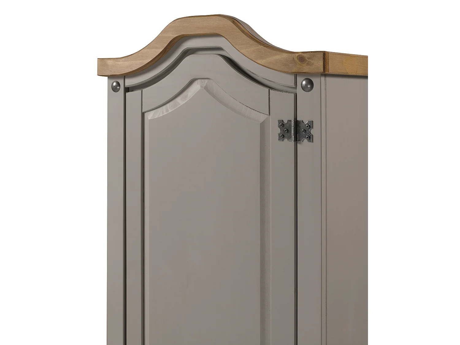 Mercers Furniture Corona Grey Wax 1 Door 1 Drawer Wardrobe Single Arch Top Robe Solid Wood Pine Wooden Bedroom with Mexican Styling