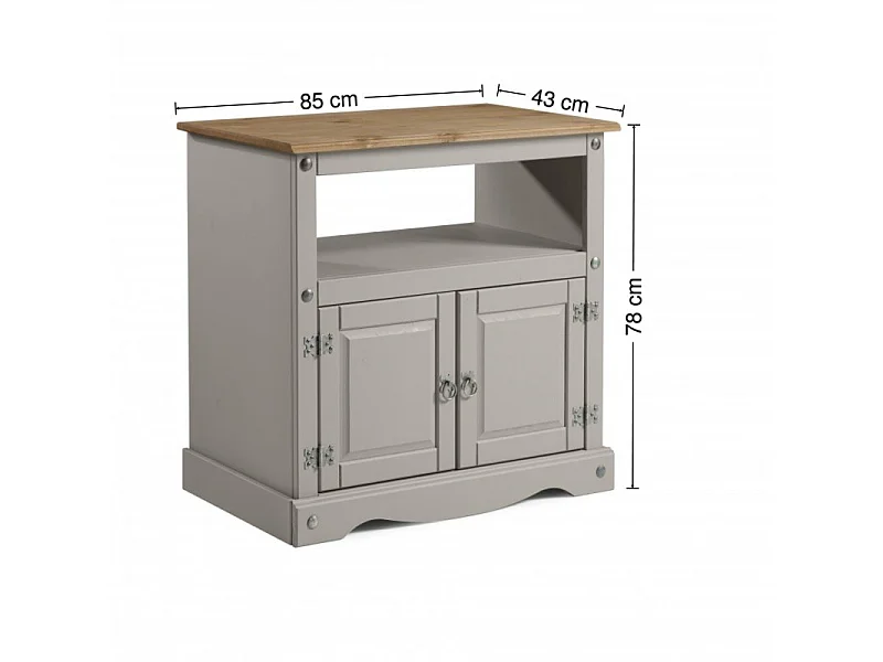 Mercers Furniture Corona Grey Wax Straight TV Unit 2 Door 1 Open Shelf Cabinet Stand Solid Wood Pine Wooden with Mexican Styling