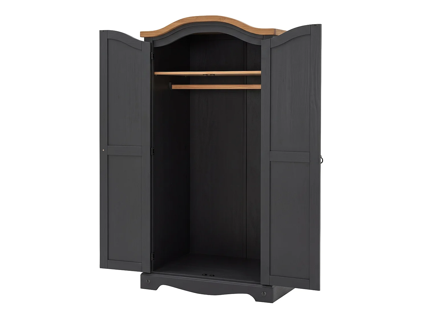 Mercers Furniture Corona Charcoal Grey 2 Door Arch Top Wardrobe