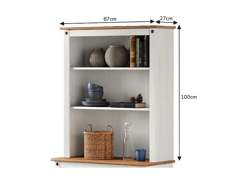 Mercers Furniture Corona White 2 Door Welsh Dresser Buffet Hutch Sideboard Display Cabinet Solid Wood Mexican Pine Wooden