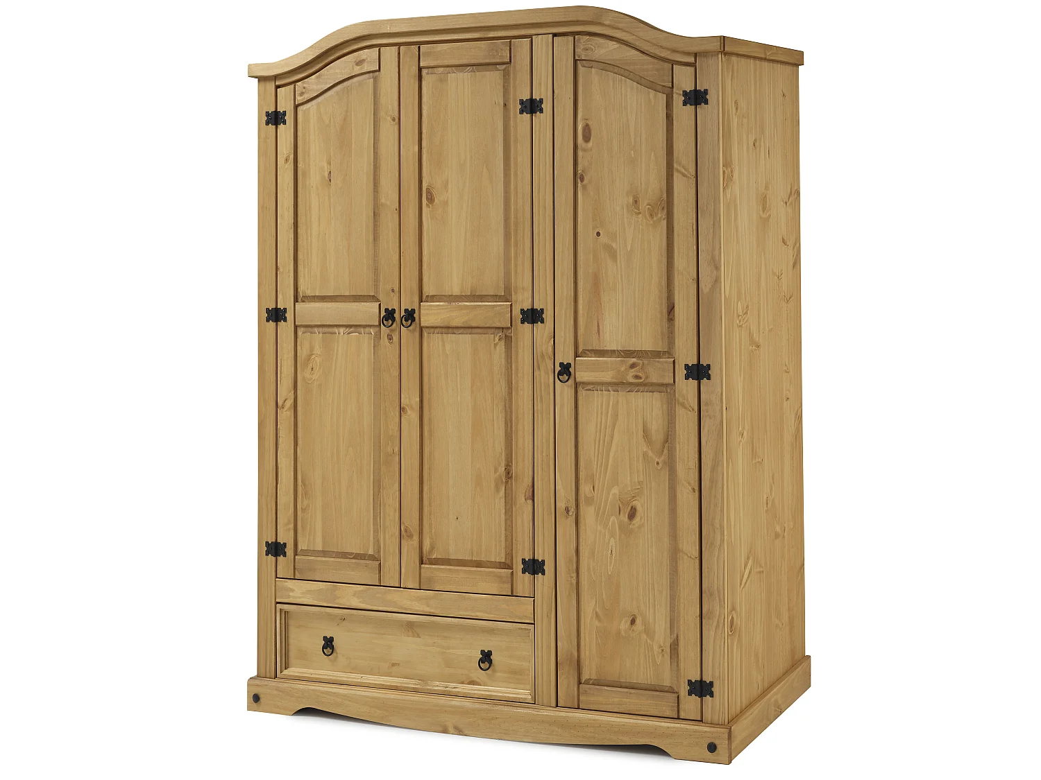 Mercers Furniture Corona 3 Door 1 Drawer Wardrobe Triple Robe Solid Wood Pine with Mexican Wooden Styling Bedroom