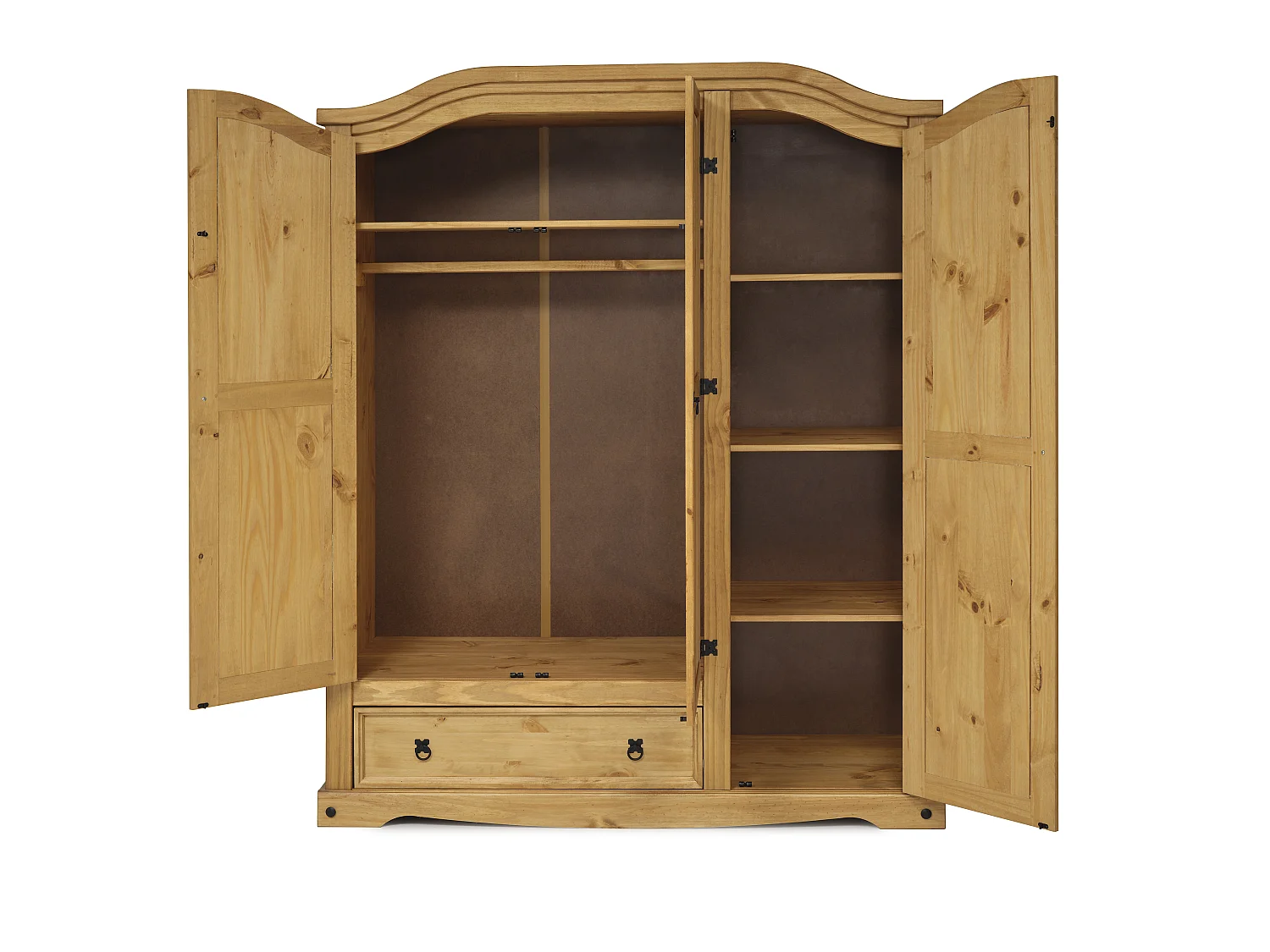 Mercers Furniture Corona 3 Door 1 Drawer Wardrobe Triple Robe Solid Wood Pine with Mexican Wooden Styling Bedroom