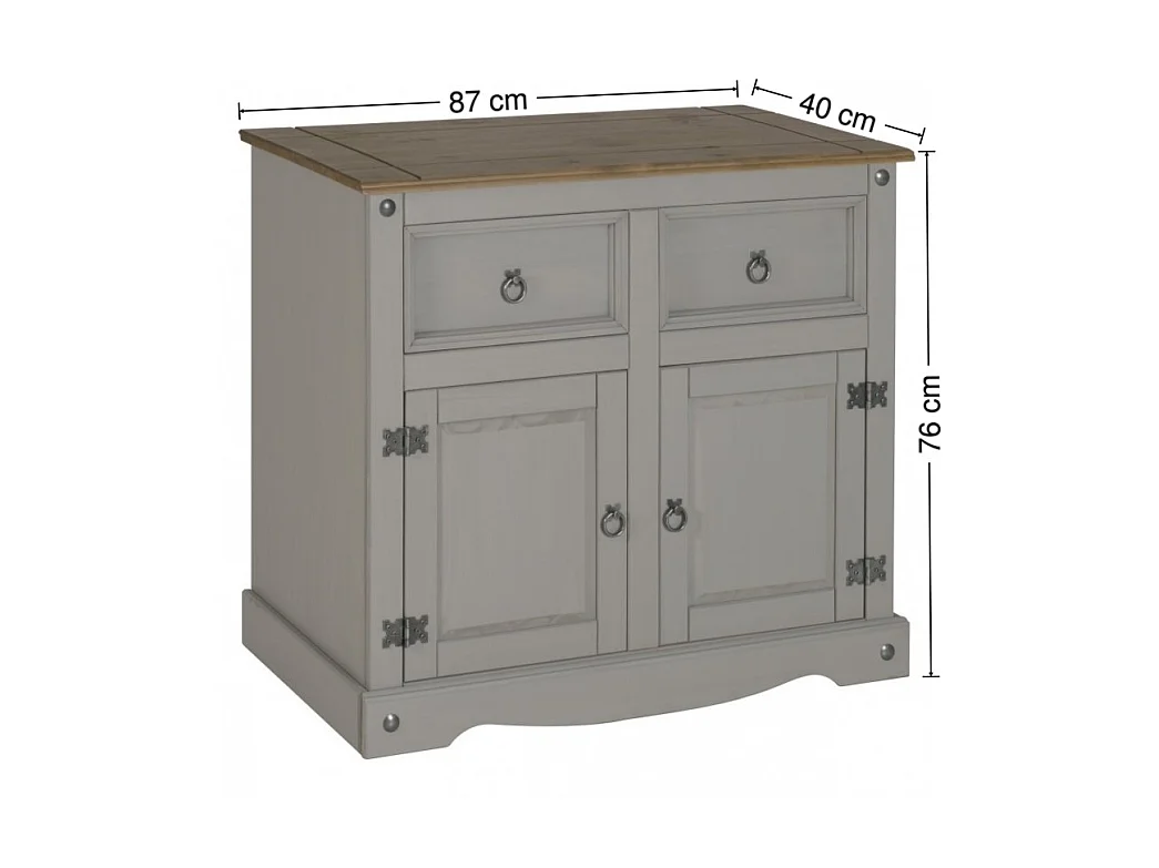 Mercers Furniture Corona Grey Wax 2 Door 2 Drawer Dresser Buffet Hutch Open Storage Sideboard Solid Wood Pine Wooden Cabinet Mexican Styling