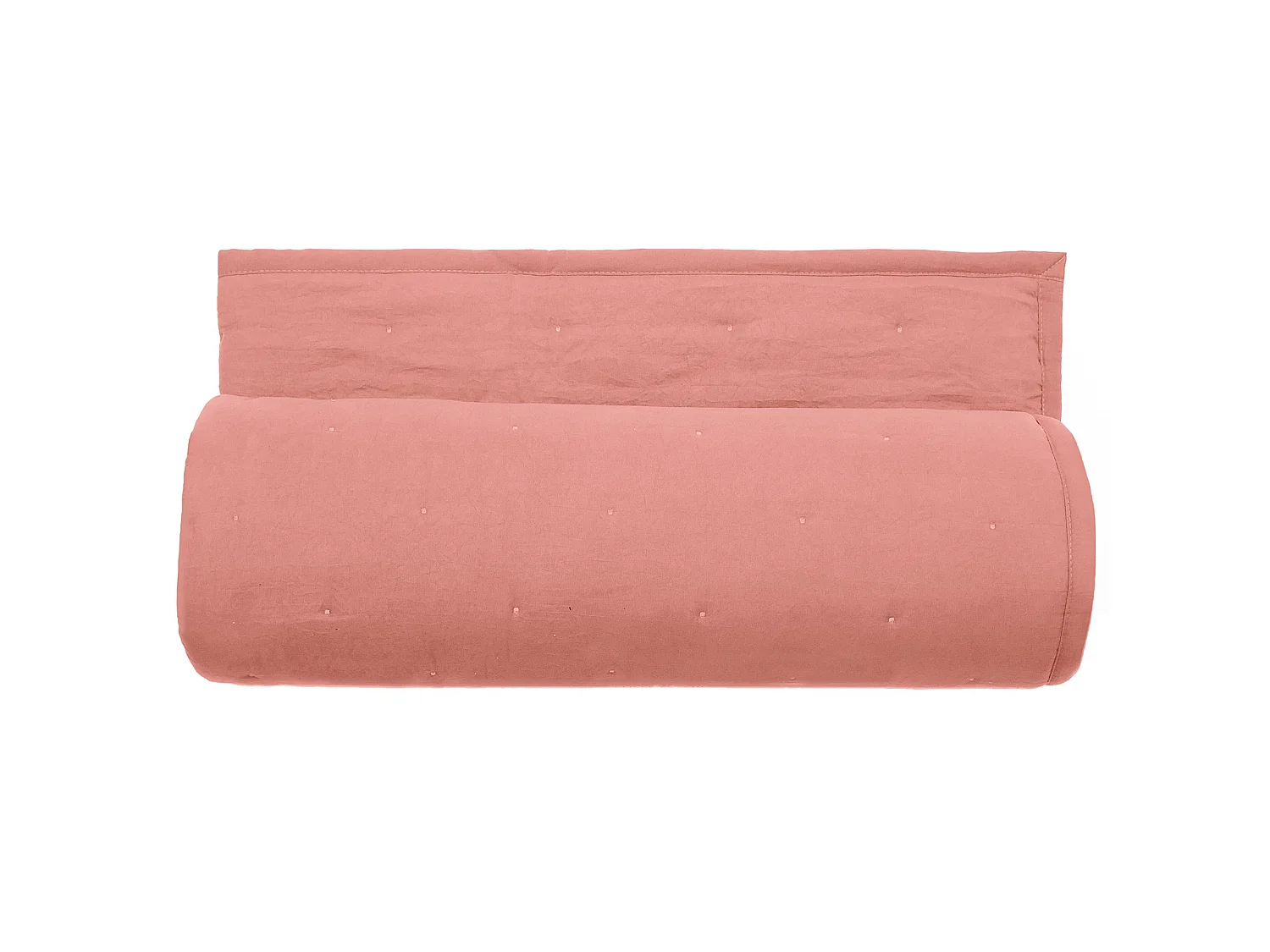 Couvre-lit 220x240 cm CELESTE velours piquage points brodés rose pêche