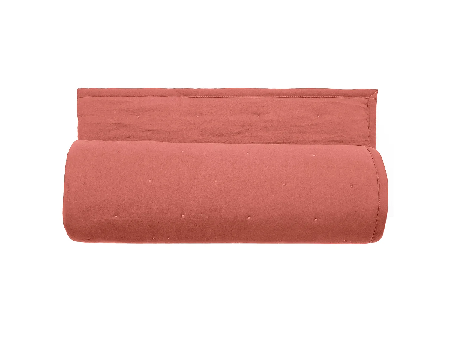 Couvre-lit 180x240 cm CELESTE velours piquage points brodés rose pêche