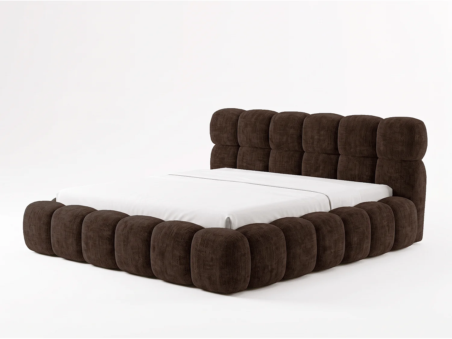 BESILIO Gestoffeerd bed 160x200 cm Tokyo chenille - bed met opbergruimte en lattenbodem - bruin