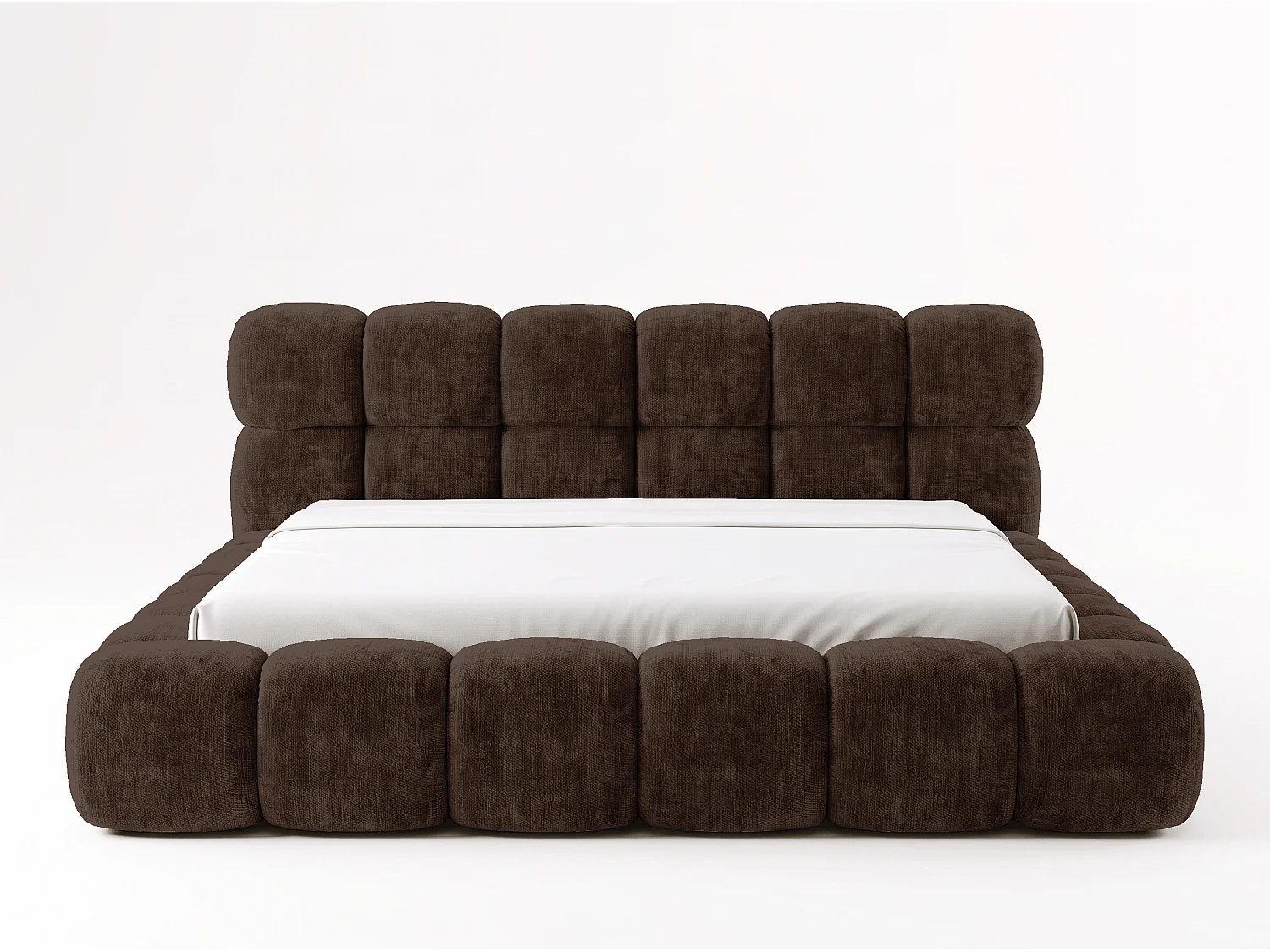 BESILIO Gestoffeerd bed 160x200 cm Tokyo chenille - bed met opbergruimte en lattenbodem - bruin