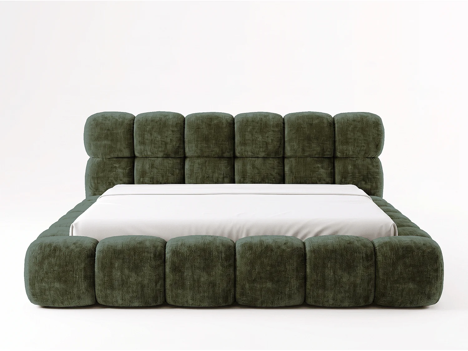 BESILIO Gestoffeerd bed 160x200 cm Tokyo chenille - bed met opbergruimte en lattenbodem - groen