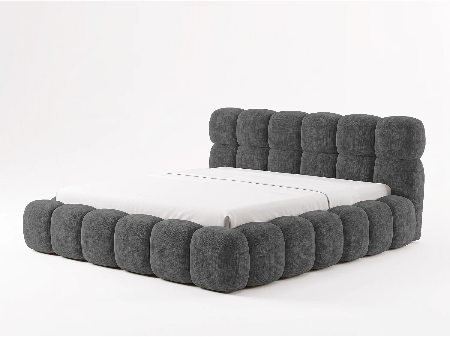 BESILIO Gestoffeerd bed 160x200 cm Tokyo chenille - bed met opbergruimte en lattenbodem - grijs