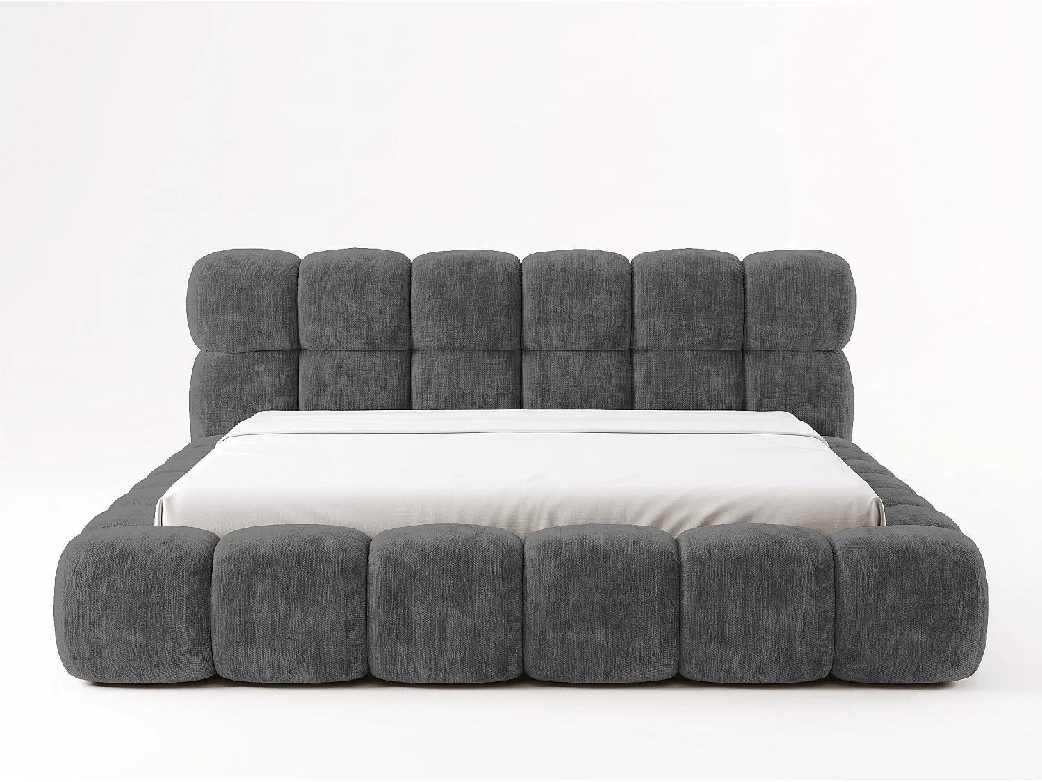BESILIO Gestoffeerd bed 160x200 cm Tokyo chenille - bed met opbergruimte en lattenbodem - grijs